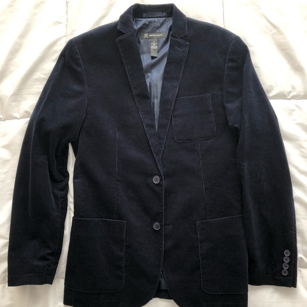 INC Navy Blue Corduroy Jacket New